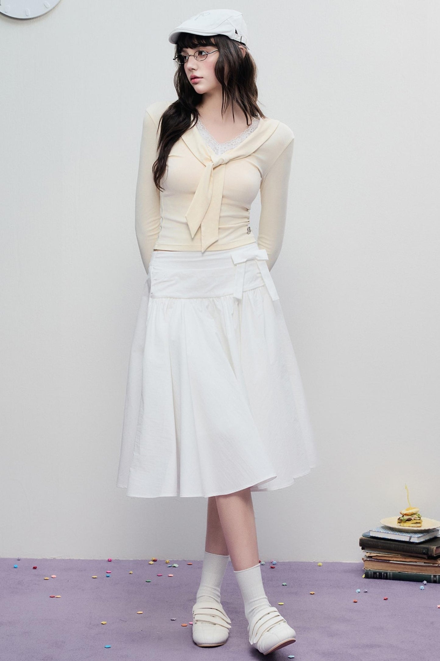Spring Pleated Line Umbrella Skirt