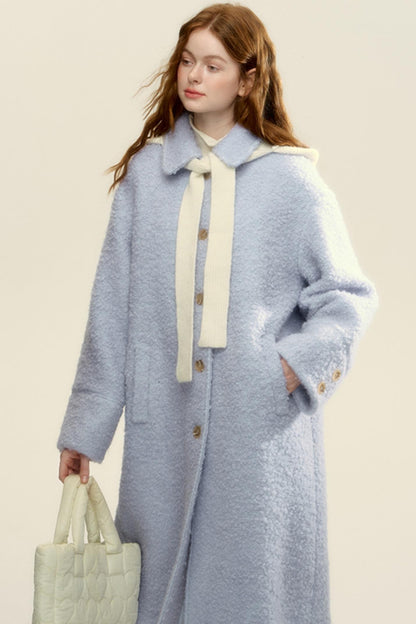 Gray Blue Woolen Hoop Coat