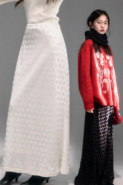 Retro Polka Dot Velvet Skirt