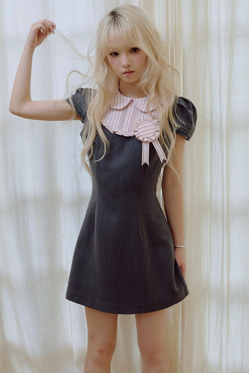 Pink Pleated Lace Suit Dress