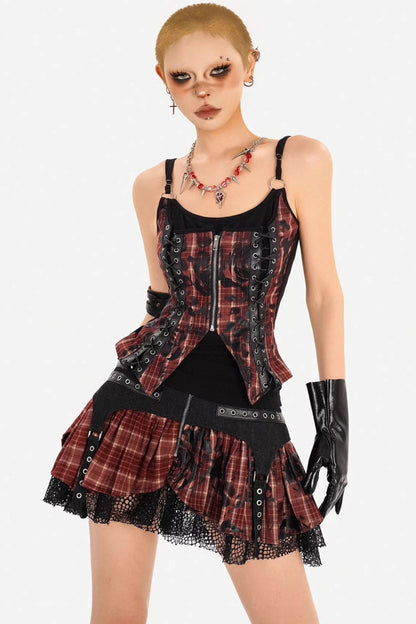 Punk Patchwork Mesh Skirt