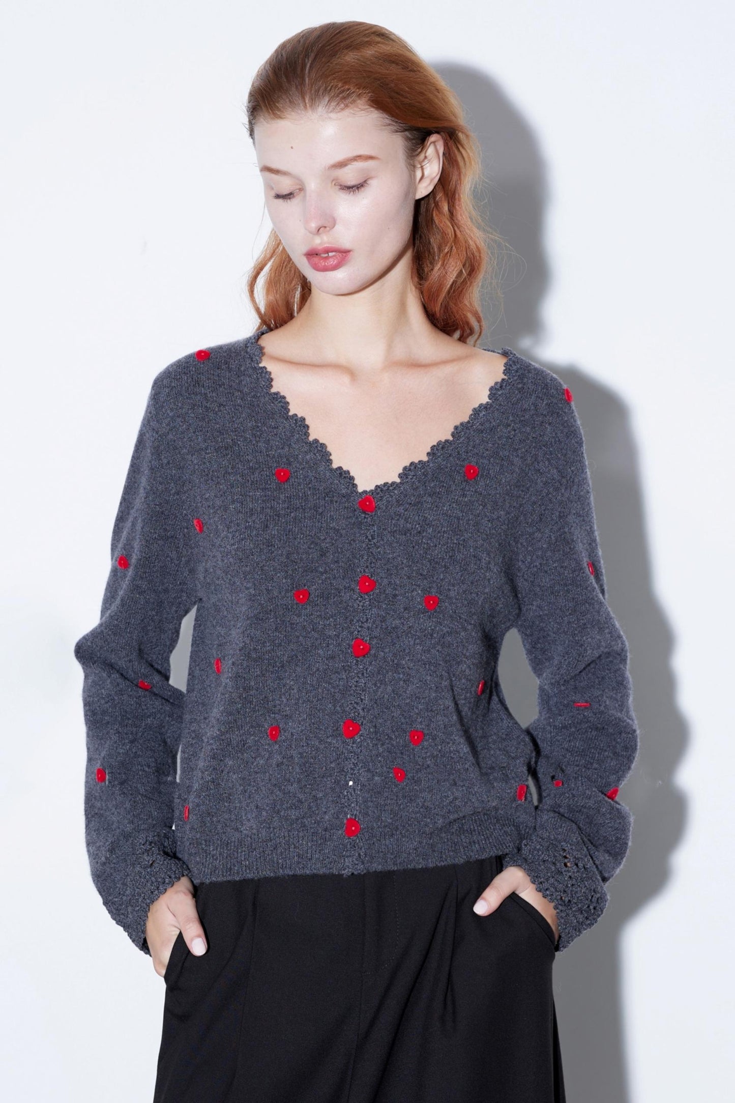 Crafted Woolen V-Neck Top