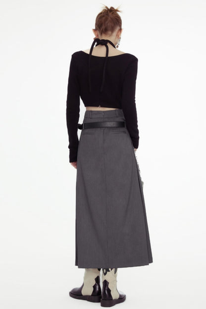 Chic Cutout Gray Maxi Skirt