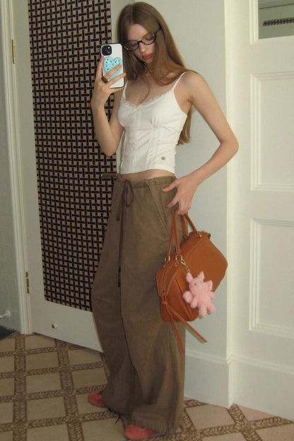 Drawstring Straight Leg Casual Pants