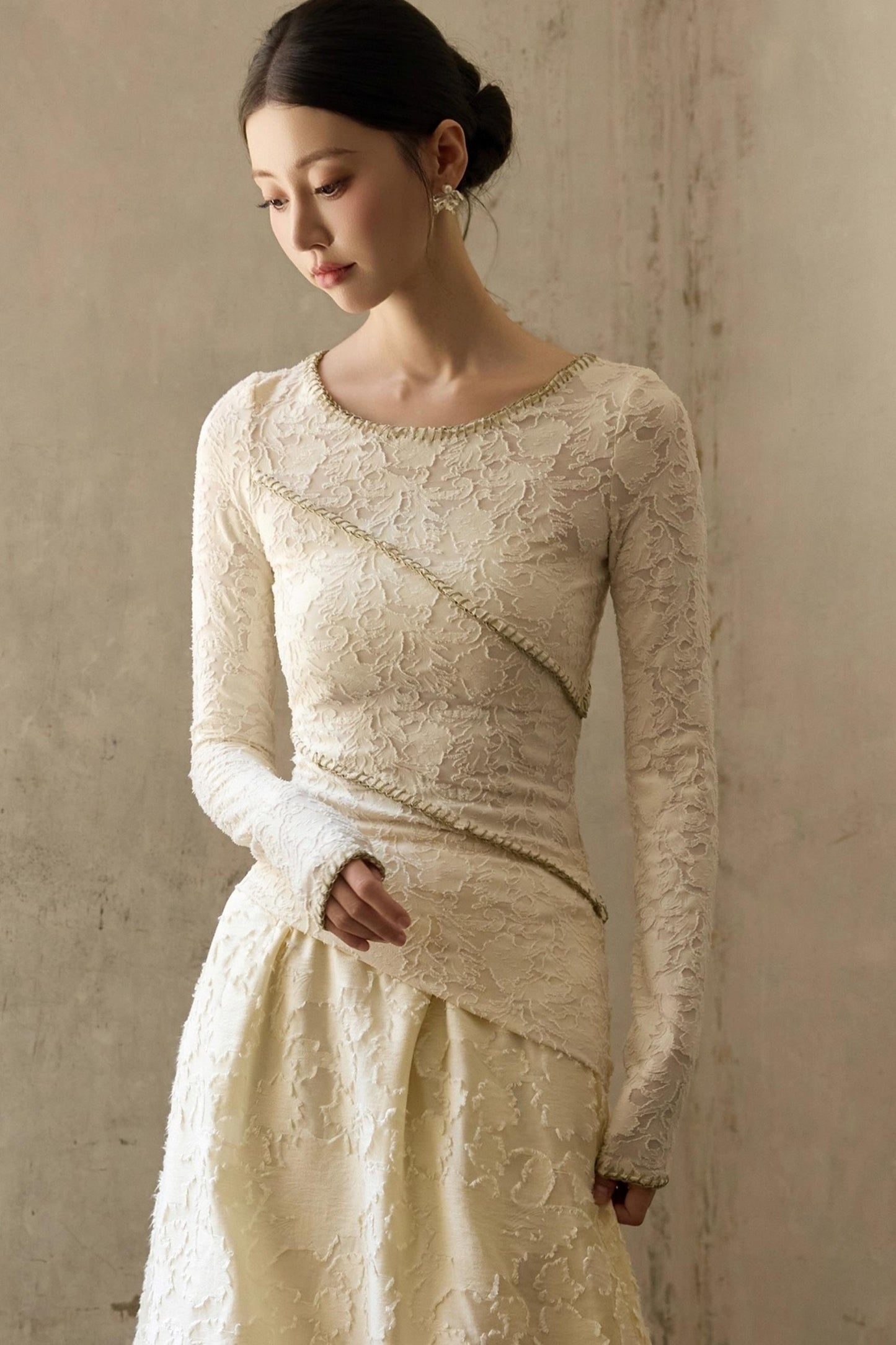 Slim Jacquard Knit Base Layer Top