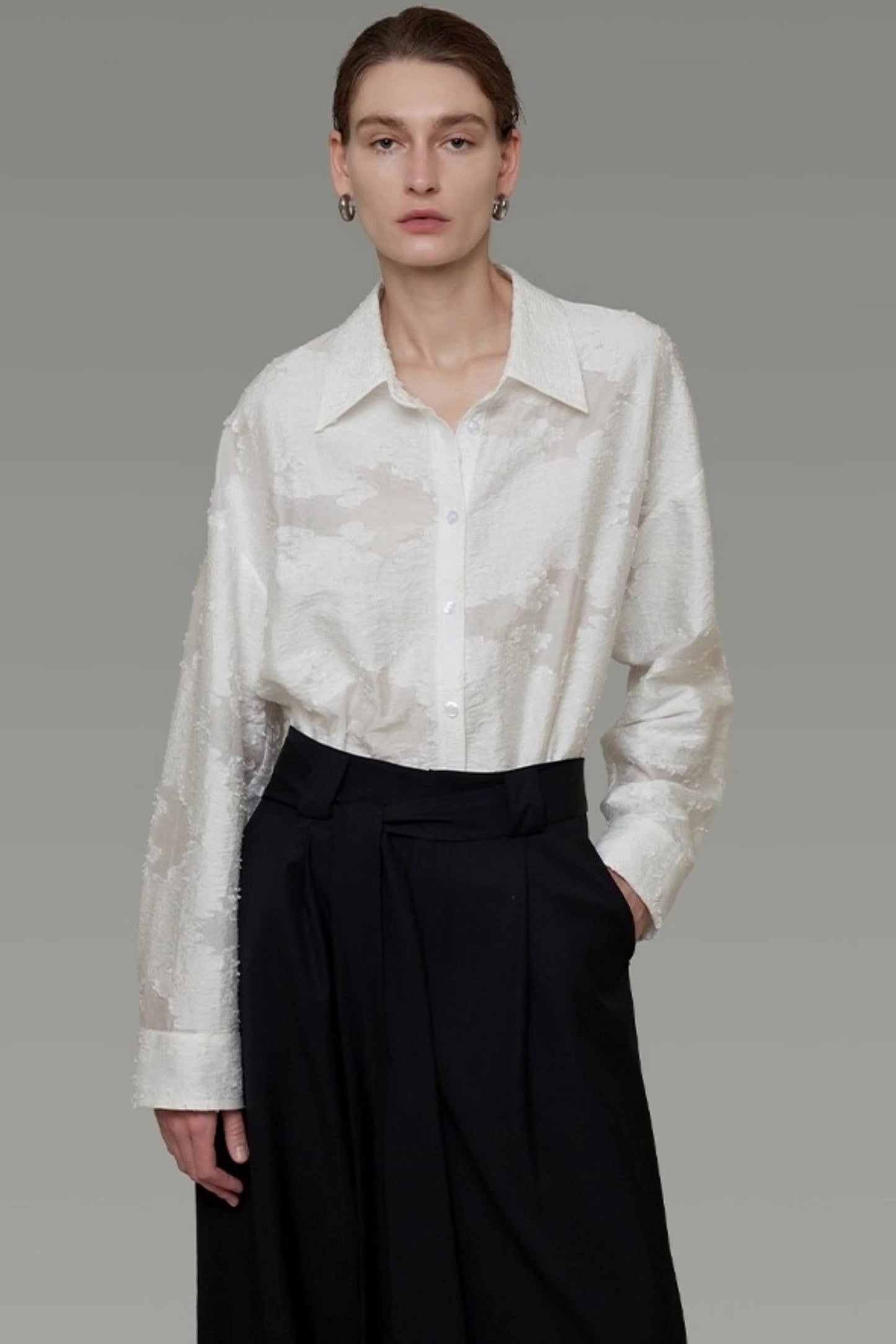 Autumn Jacquard Drape Top