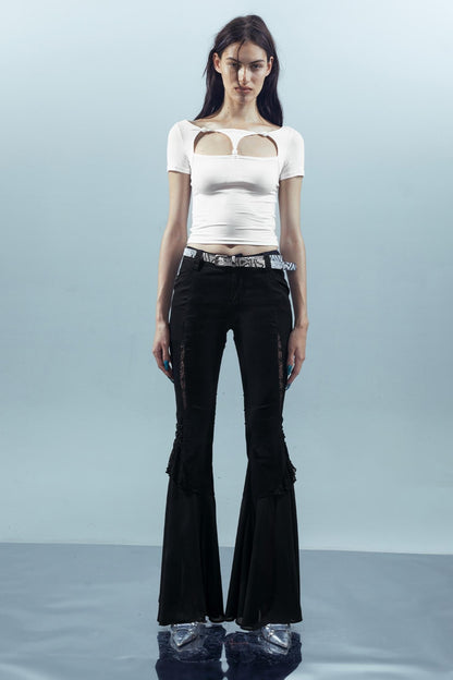 Beaded Mesh Crew Neck Tee