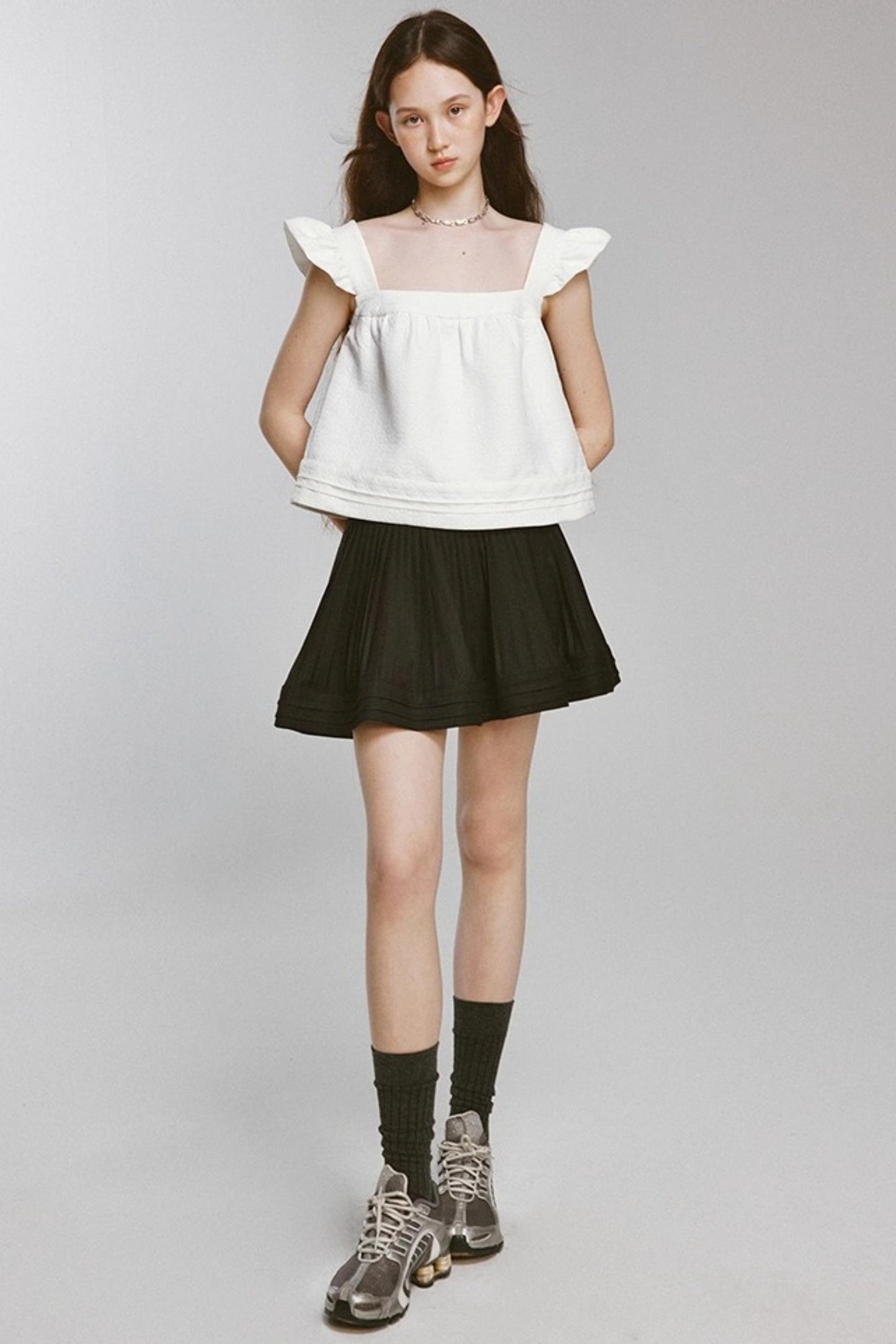 Waist Shape Short Pleated Skirt