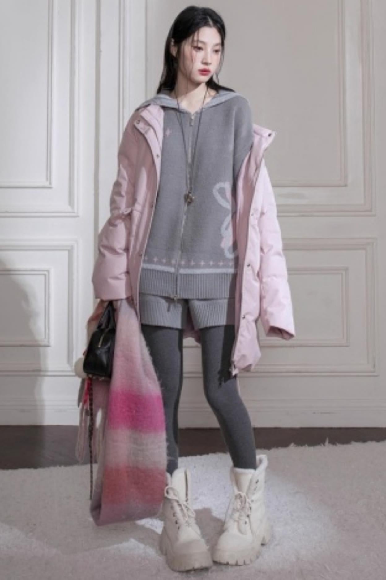 Cloud Gray Printed Sweater Set