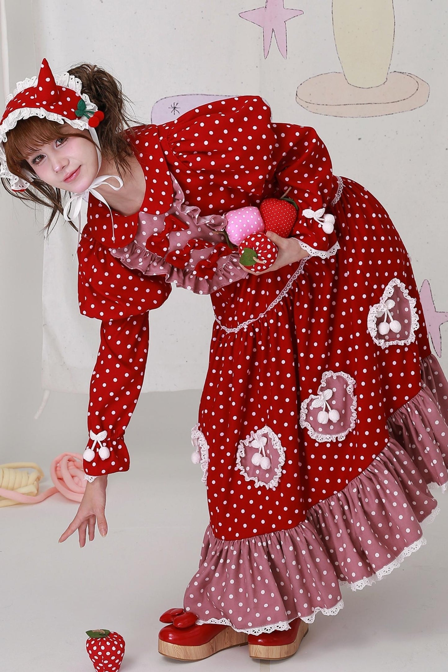 Vintage Christmas Polka Dot Lolita Dress