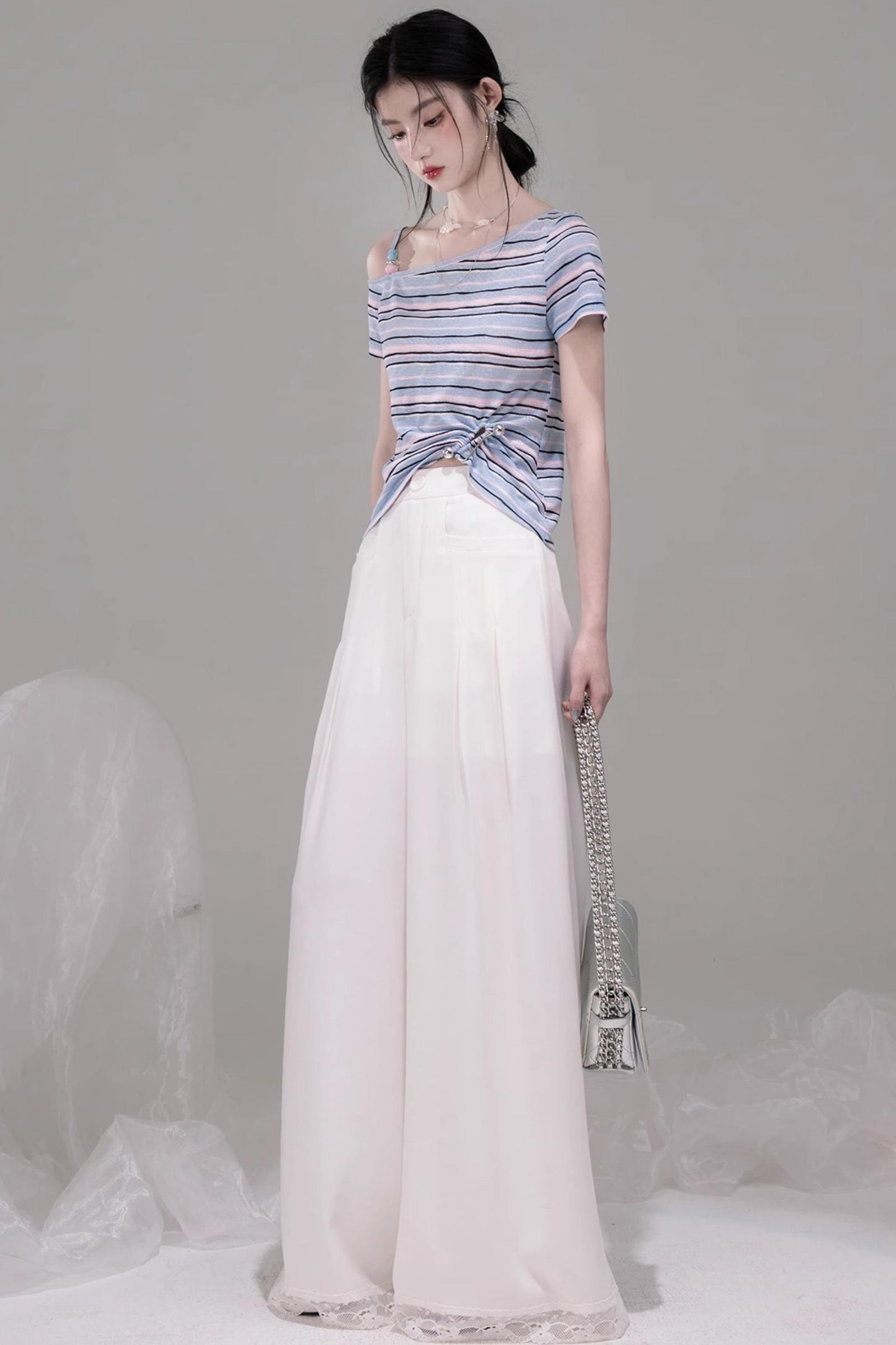 Chic Draped Wide-Leg Pants