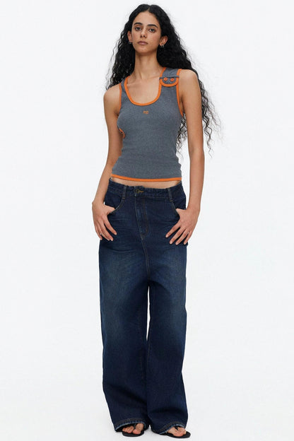 Asymmetrical Color-Blocking Tank Top
