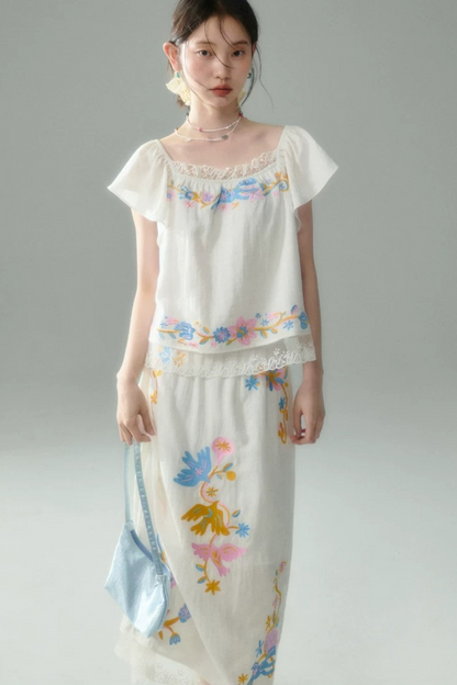 Pony Embroidery Cotton Linen Set-Up