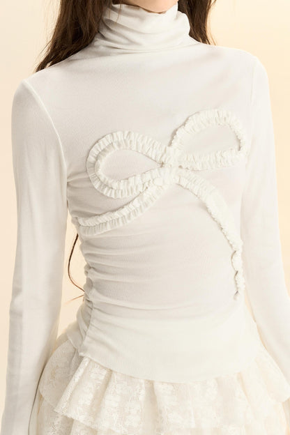 Elegant Bow-Detail High Neck Top