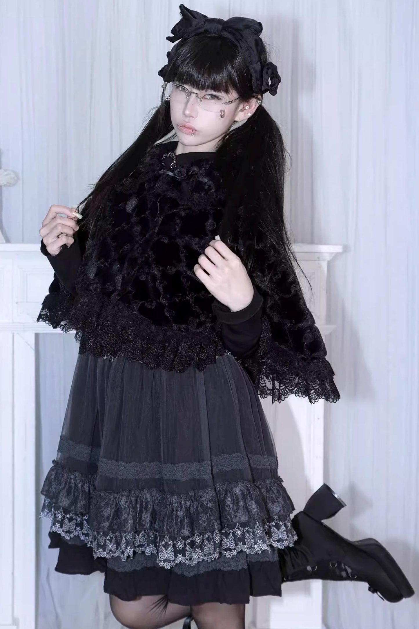 Plush Rose Lace Cape