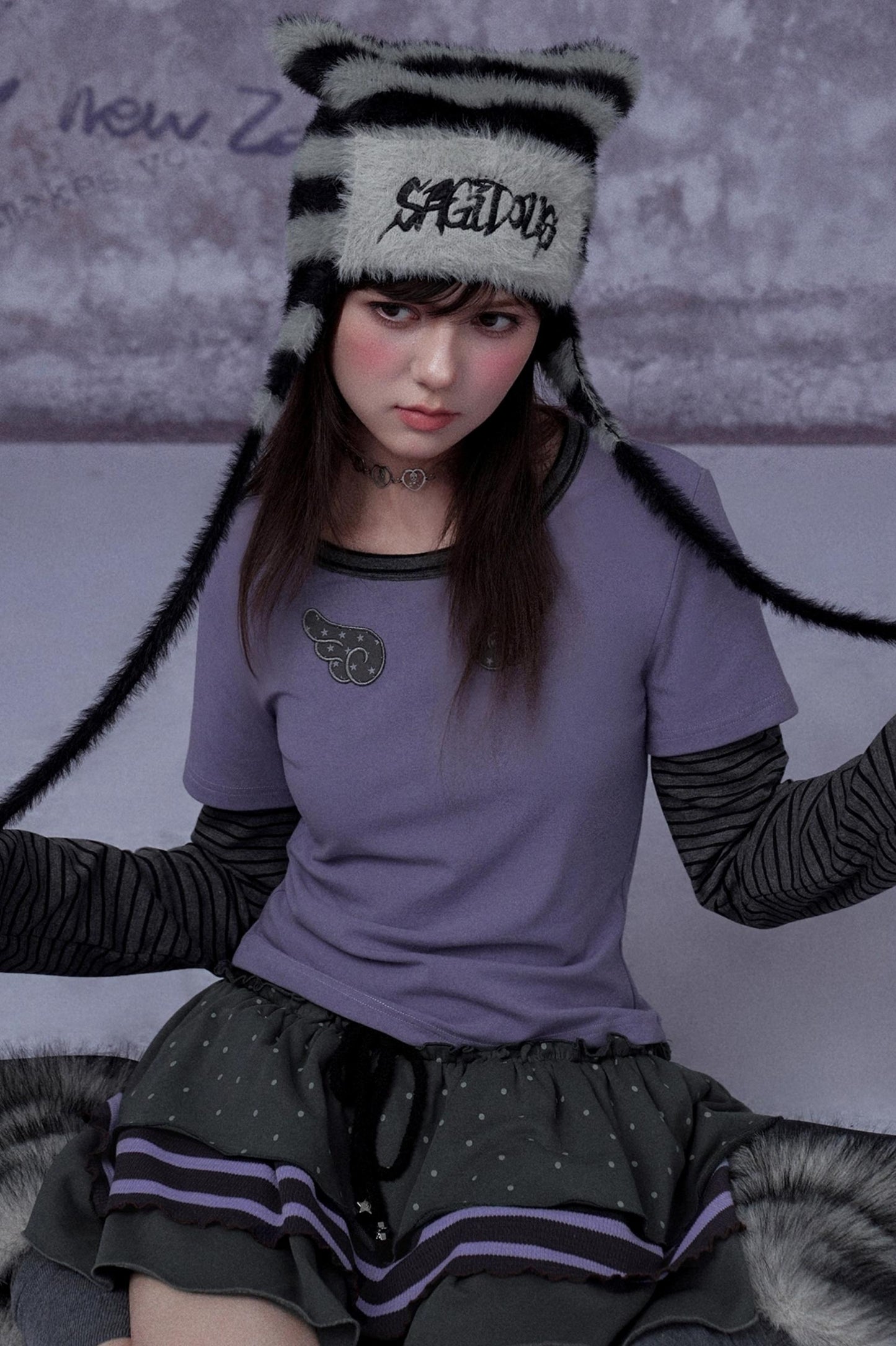 Striped Fake Two-Piece Top