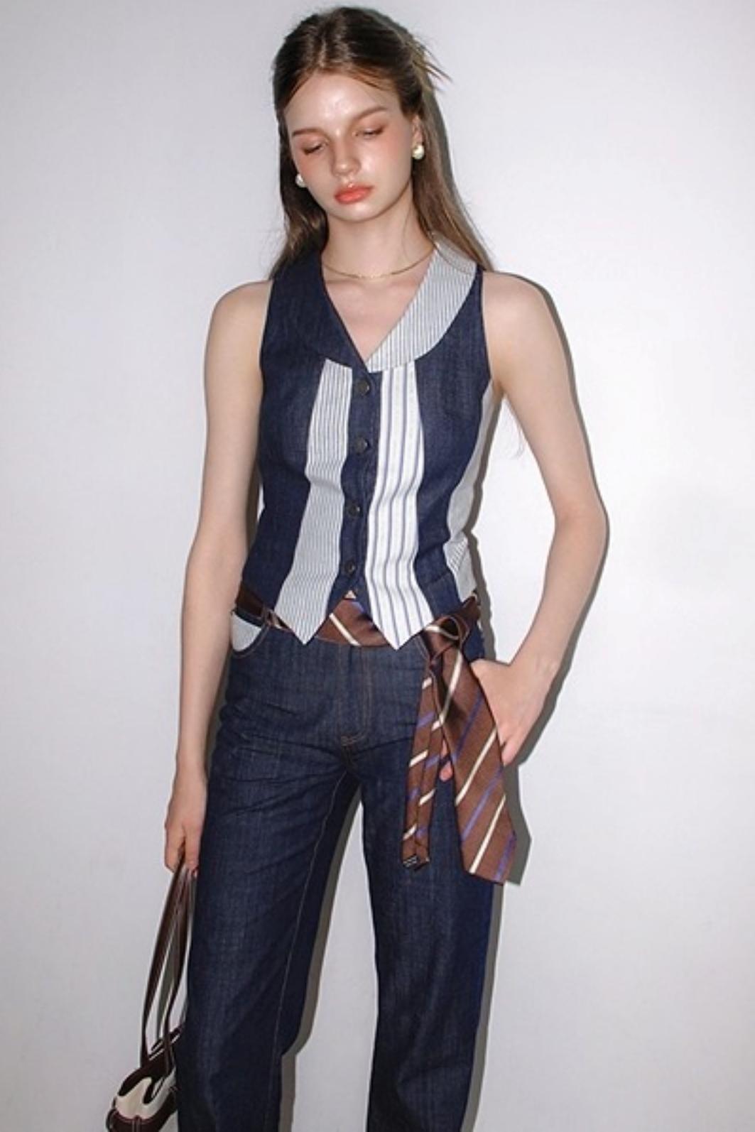 Washed Denim Pants Set-Up