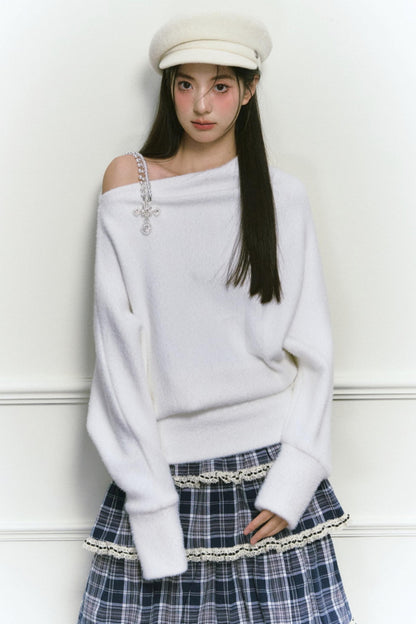 White Foaminck Slouch Sweater
