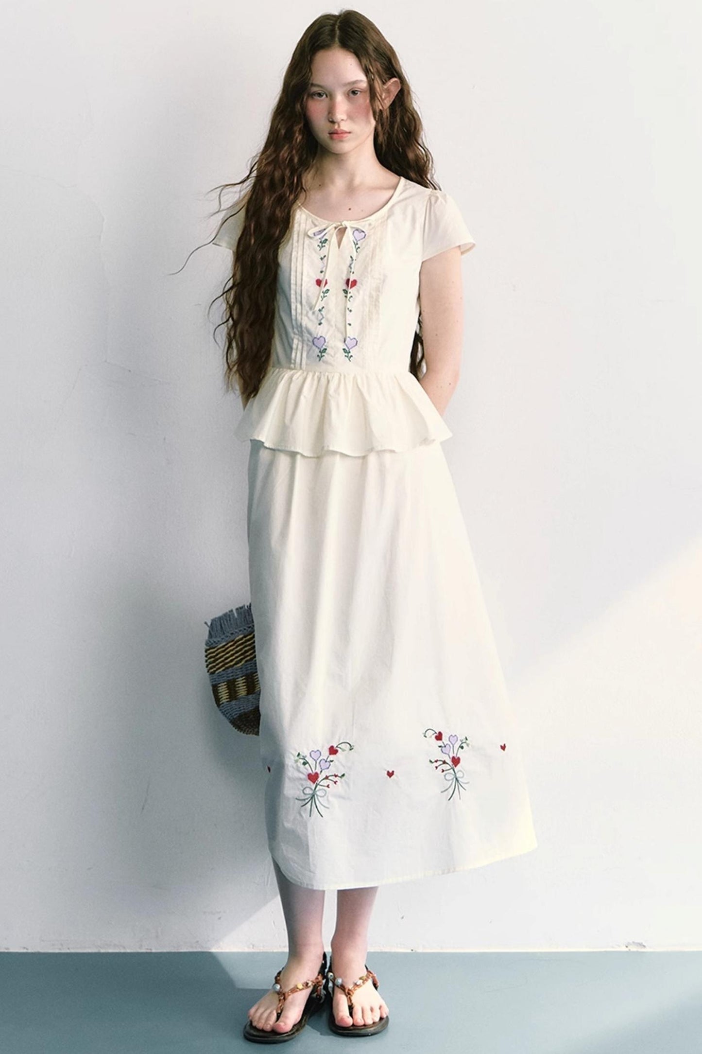 Colorful Embroidered Double-Layer Dress