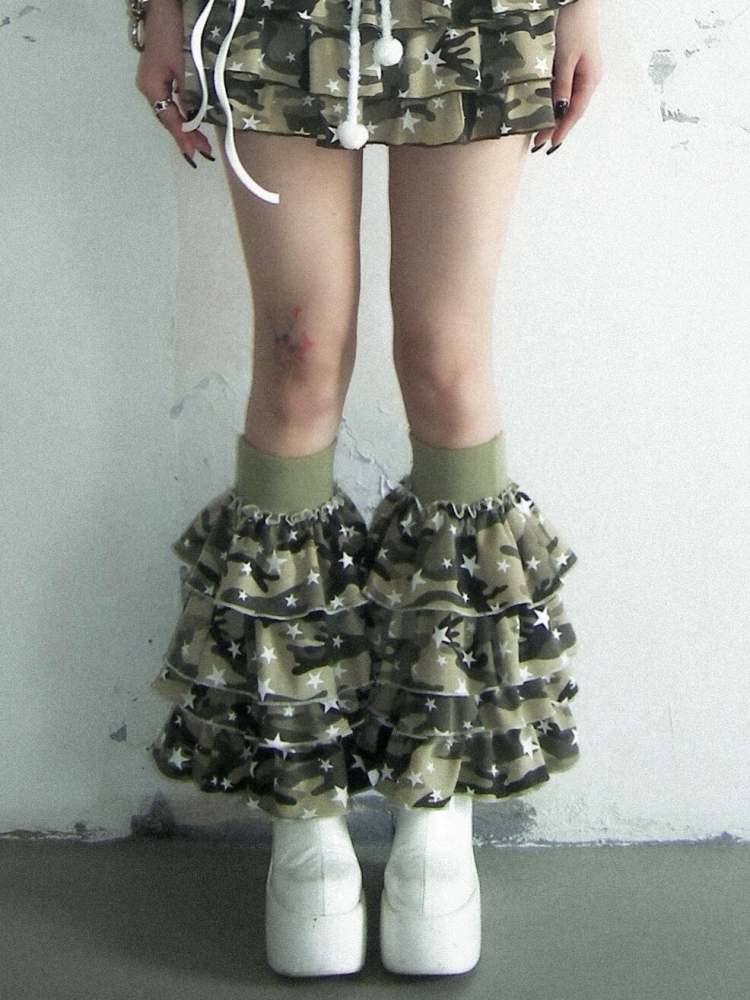 Camouflage & Star Layered Leg Warmers