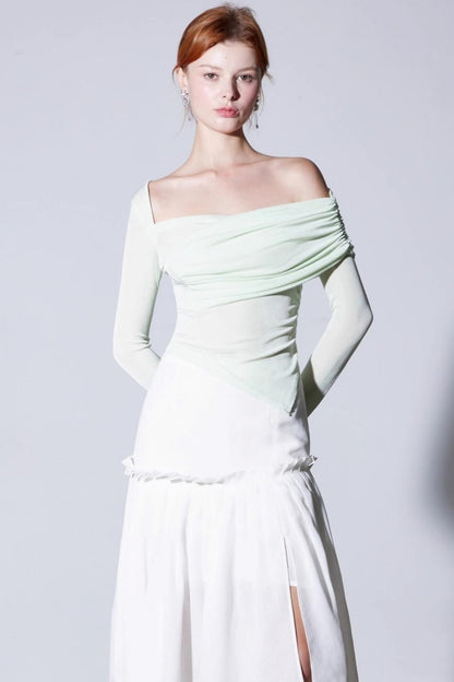 Luxury Silky Deconstructed Pleated T-shirt