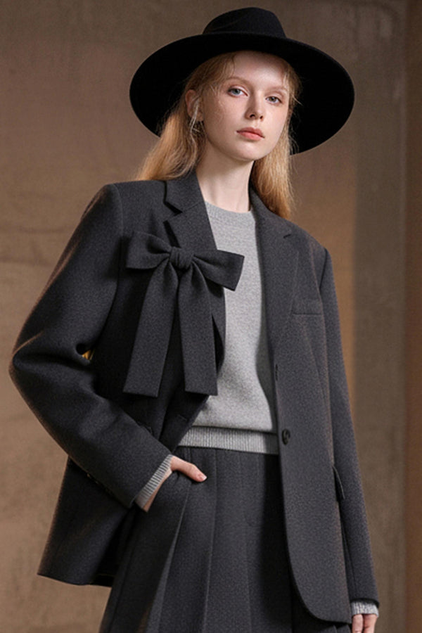 Temperament Bow Jacket & Skirt Set-Up