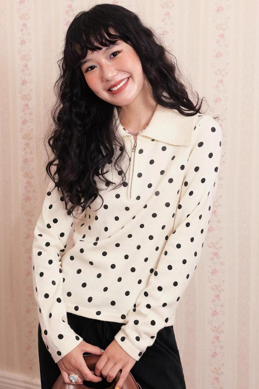 Slim Polka Dot Knit Sweater