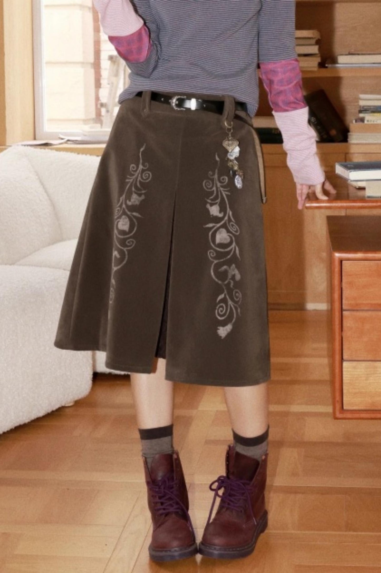 Iris Shadow Suede Lace Skirt