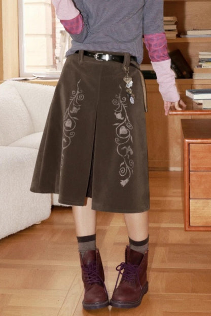 Iris Shadow Suede Lace Skirt