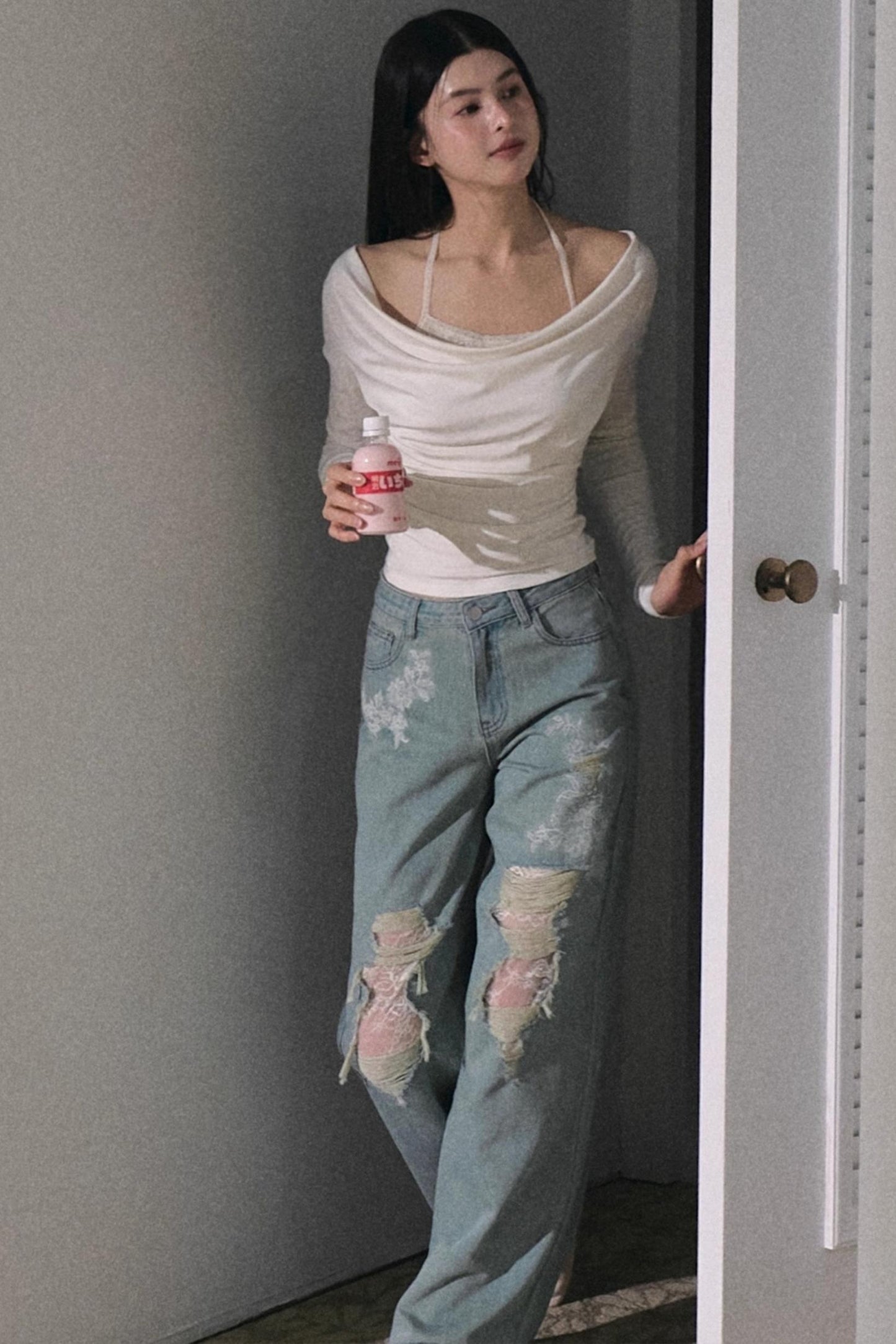 Angels 레이스 청바지