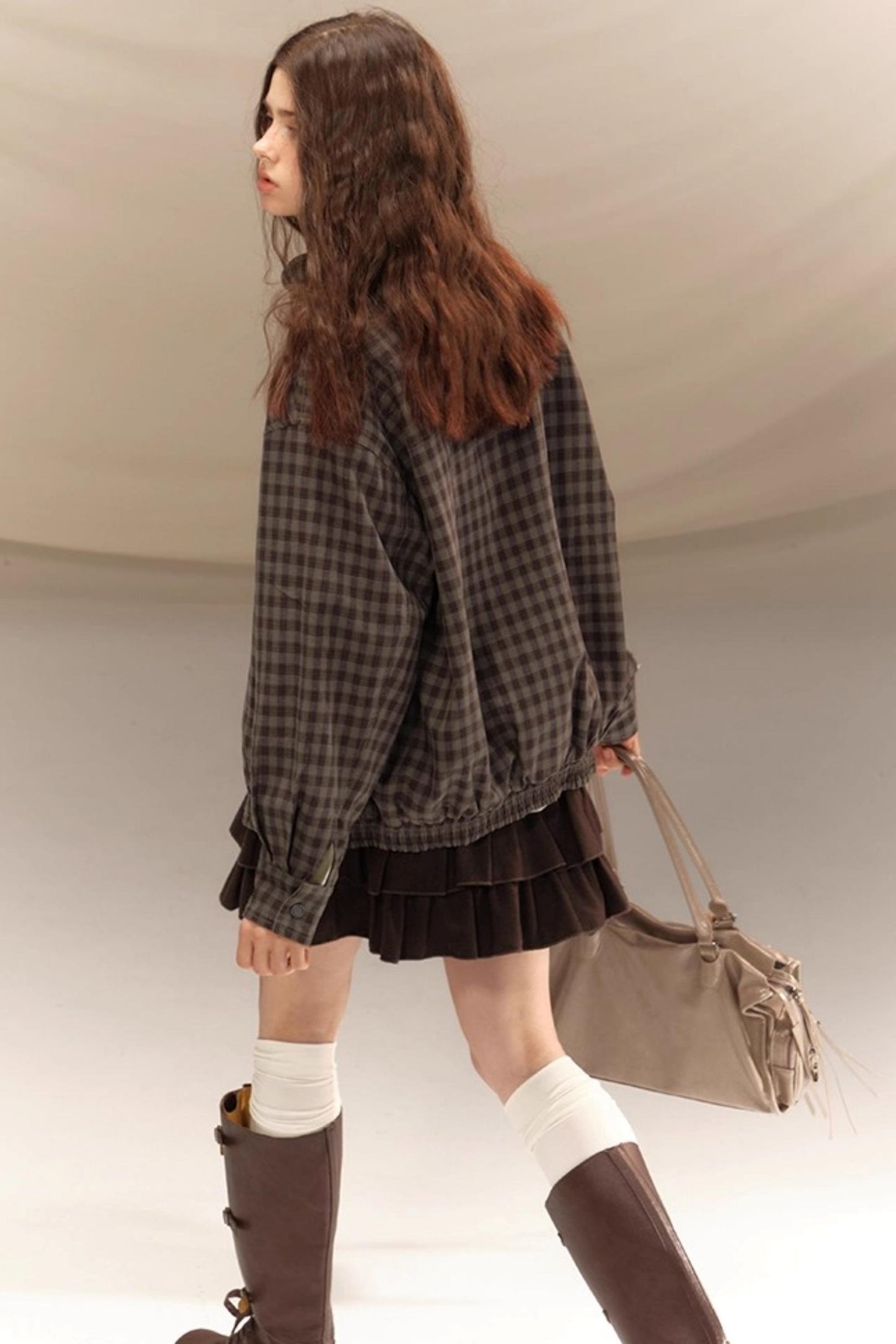 Linen Plaid Double Sided Jacket