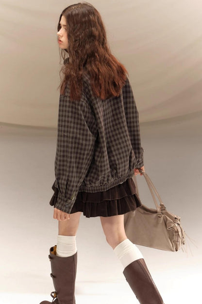 Linen Plaid Double Sided Jacket