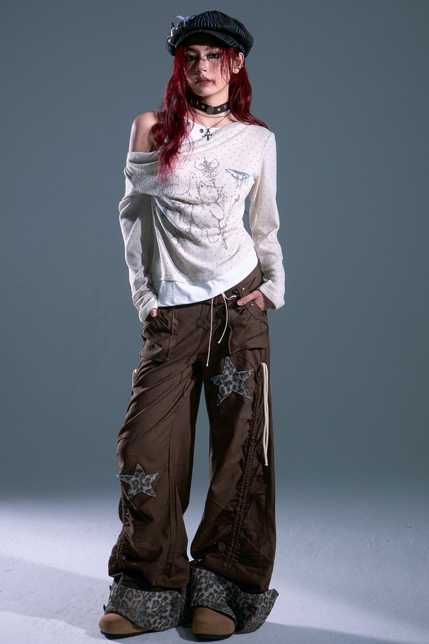 Vintage Polka Dot Swing Collar Top