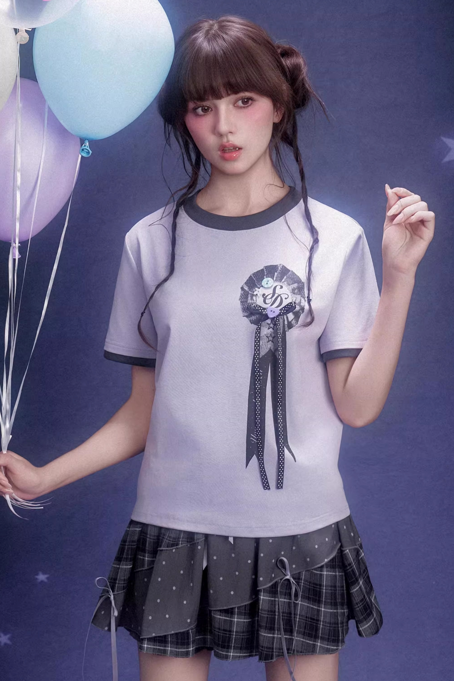 Gray Plaid Patchwork Pumpkin Skirt