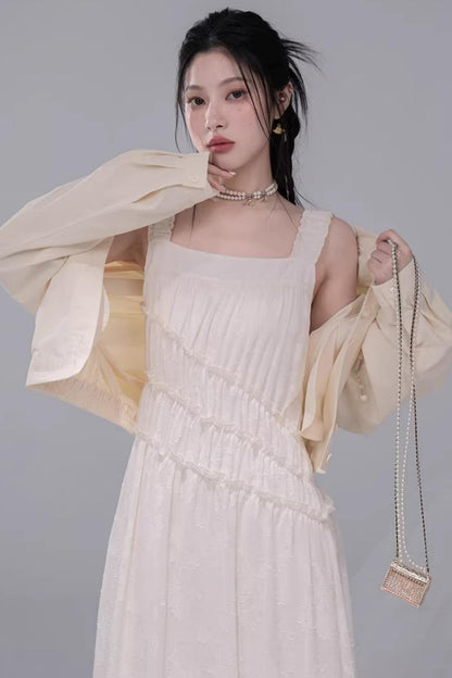 Apricot Jacquard Lace Dress