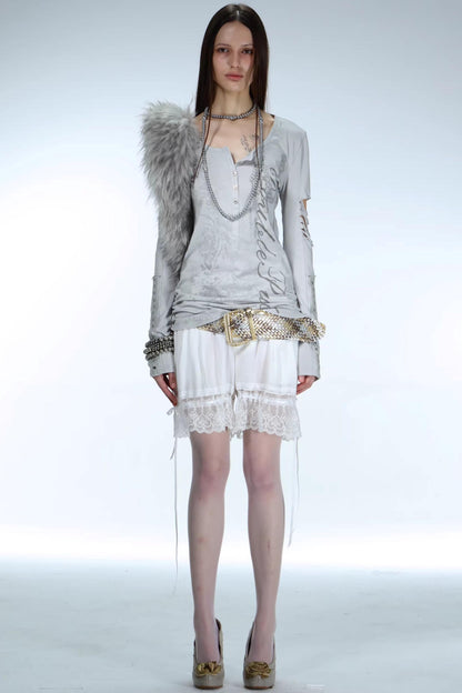 Ripped Punk Printed Sweater