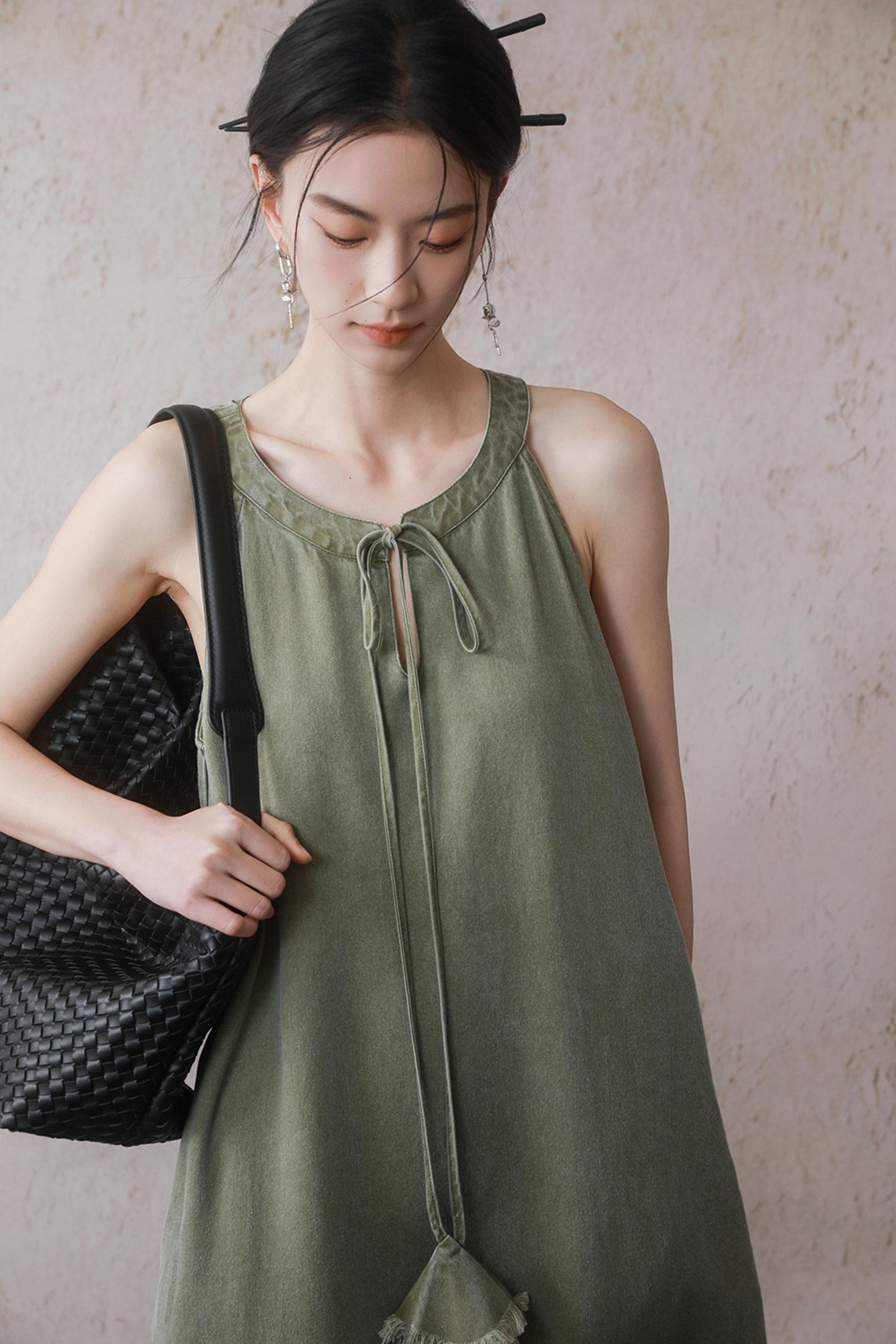 Green Tassel Tank Dress