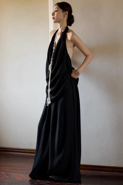 Black Beaded Halter Vest