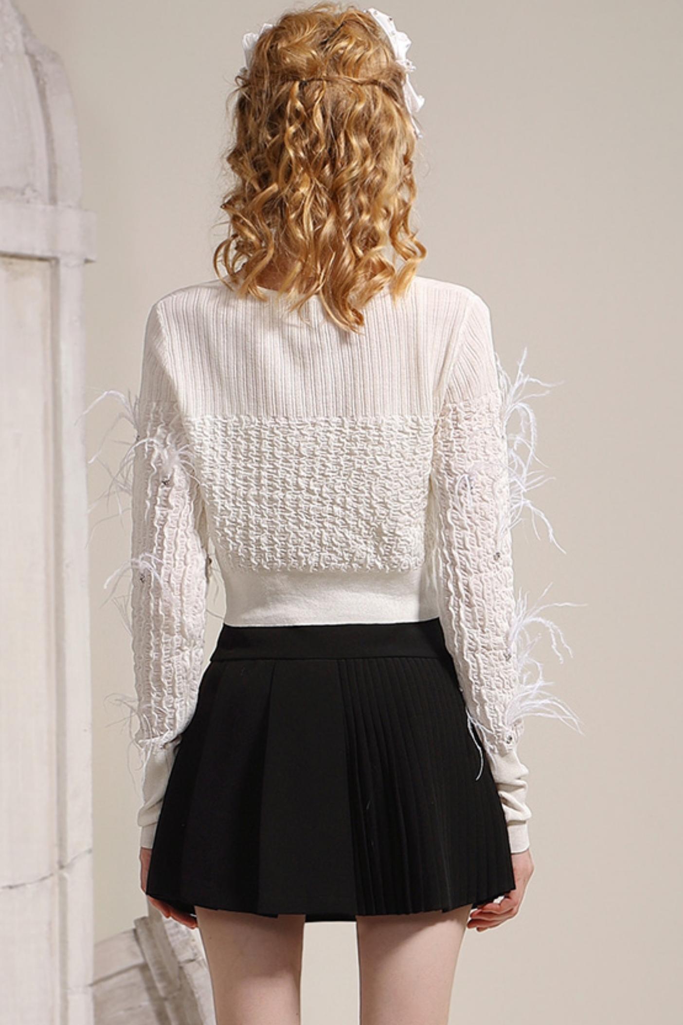 Black and White Beaded Bow Skirt