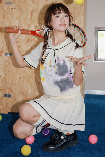 Kitten Print Sporty Style Suit Set-Up