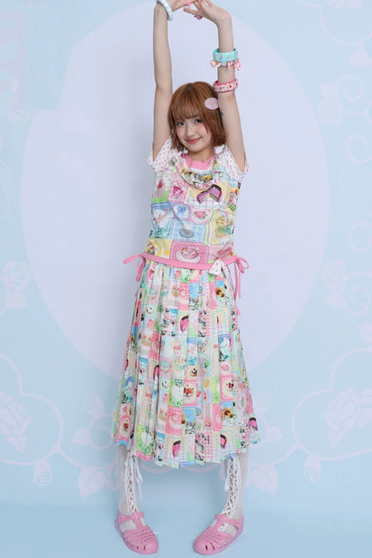 Patchwork Pleated Skirt
