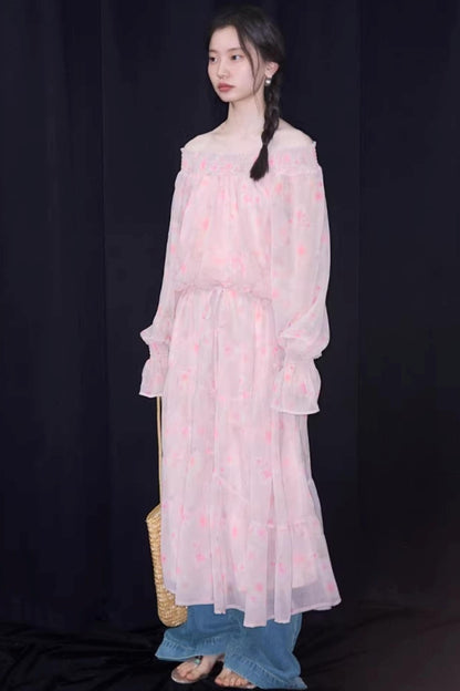 Misty Rose Off-Shoulder Dress