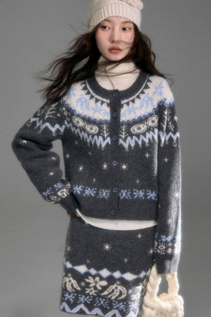 Snowflake Jacquard Cardigan Set-Up