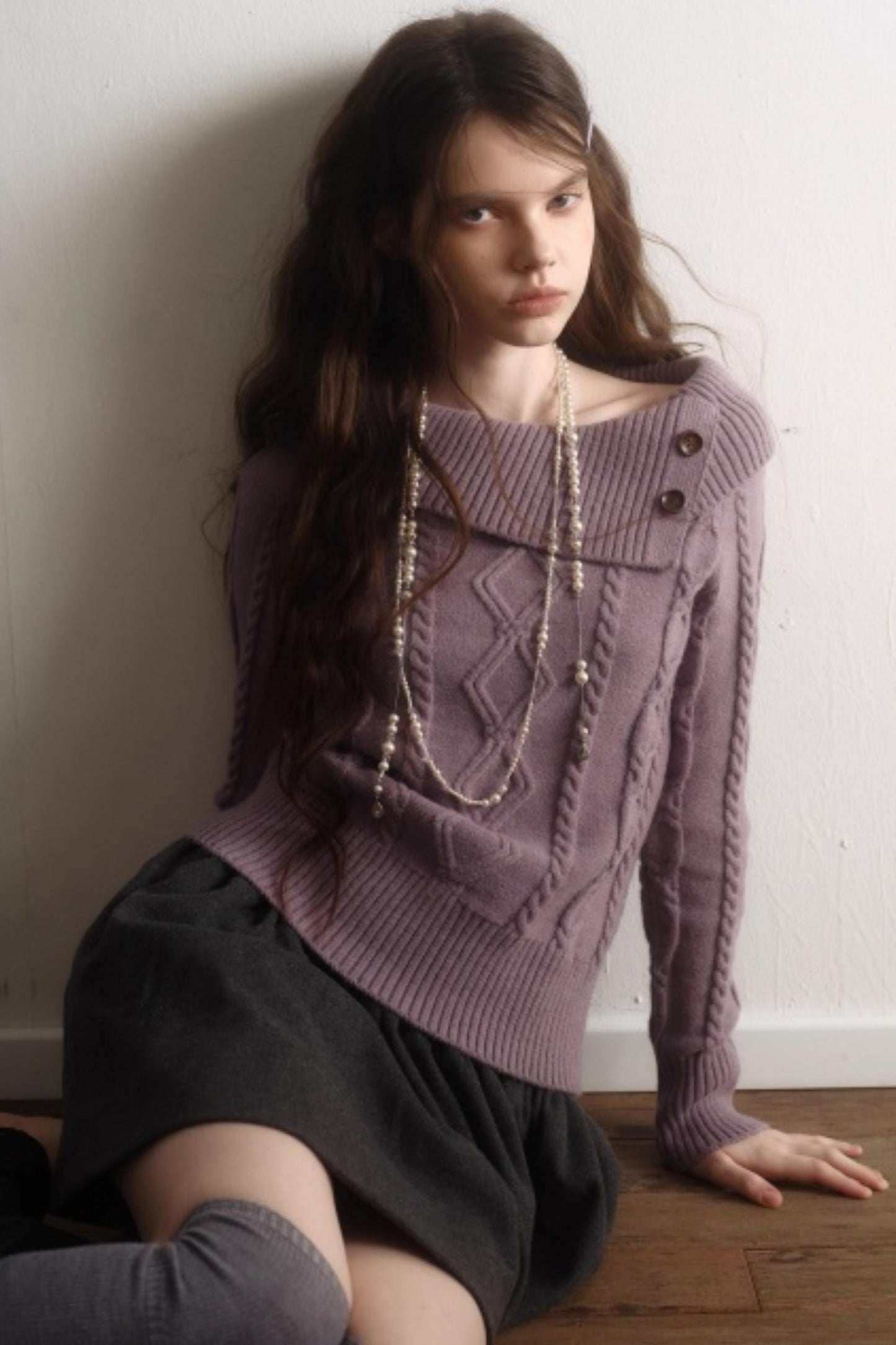 Artist Original Wool Off-Shoulder Sweater