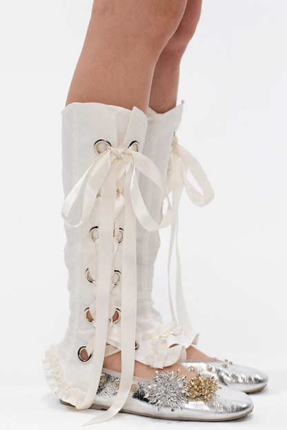 Romantic Lace Ribbon Leg Warmers