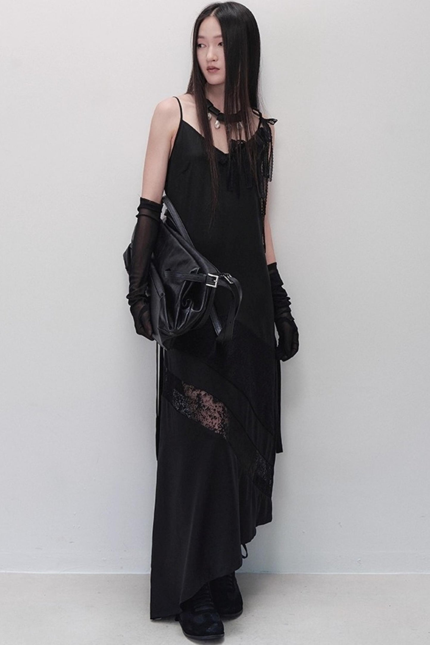 Dark Silk Butterfly Wings Slip Dress