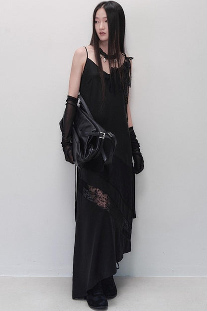 Dark Silk Butterfly Wings Slip Dress