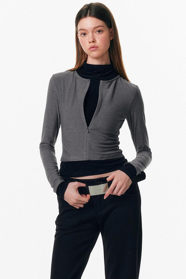 Velvet-Feel Color-Blocked Top