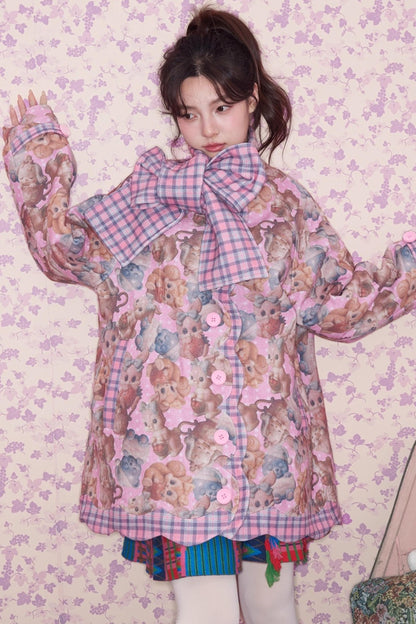 Pink Plaid Padded Jacket