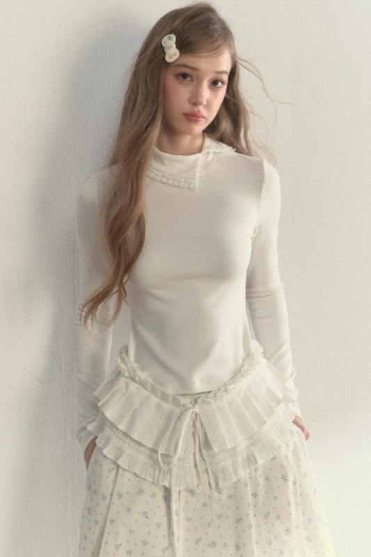 Layered Pleated Base Long Sleeve Top
